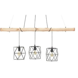 Paul Neuhaus Pendelleuchte 3-flammig Holz / Metall Schwarz - schwarz - Materialmix - 120 cm - 120 cm - cm 20,0 | Möbel Kraft