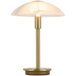 Paul Neuhaus Tischleuchte messing matt mit Glasschirm ¦ gold ¦ Maße (cm): H: 26  Ø: 20