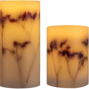 Pauleen LED Dekolicht »LED-Kerze Shiny Bloom, 2er Set«, Wachskerze, mit Timer, weiss/Blumen