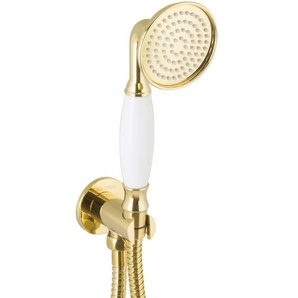 Paulgurkes - Handbrause mit Schlauch Gold Nostalgie Retro Duschkopf Brausegarnitur Set