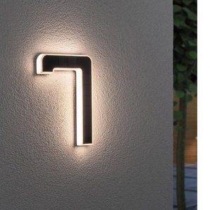 Paulmann LED Außen-Wandleuchte Solar Hausnummer, LED fest integriert, Warmweiß, Hausnummern 0-9 wählbar, Akku wechselbar
