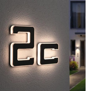 Paulmann LED Außen-Wandleuchte Solar Hausnummer, LED fest integriert, Warmweiß, LED-Modul, Hausnummern, Buchstaben wählbar, Akku wechselbar