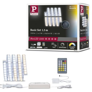 Paulmann LED-Streifen MaxLED1000 Basisset 1,5m IP44 Cover2700-6500K 17W 230/24V 40VA Silber, 1-flammig, Tunable White