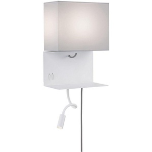 Paulmann LED Wandleuchte Merani Grau/Weiß max 1x40W/3W E27 Stoff/Metall, Dimmfunktion, LED fest integriert, ohne Leuchtmittel, Warmweiß, E27