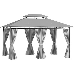 Pavillon Gartenpavillon Partyzelt Gartenzelt Festzelt Doppeldach 3 x  4m Dunkelgrau
