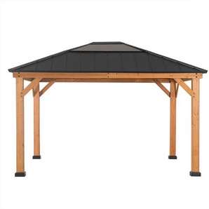 Pavillon, Holz, Zeder, 393.5x286.5x335.5 cm, wetterfest, Sonnen- & Sichtschutz, Pavillons