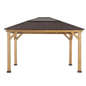 Pavillon , Holz , Zeder , 393.5x335.5x286.5 cm , wetterfest , Sonnen- & Sichtschutz, Pavillons