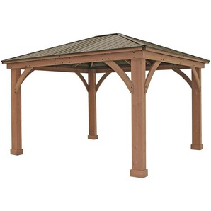 Pavillon , Holz , Zeder , 427x317.5x365 cm , wetterbeständig, UV-beständig, regenabweisend , Sonnen- & Sichtschutz, Pavillons