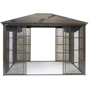 Pavillon, Metall, 362x283x297 cm, wetterbeständig, UV-beständig, regenabweisend, Sonnen- & Sichtschutz, Pavillons