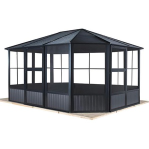 Pavillon, Metall, 384x281x384 cm, wetterbeständig, rostfrei, Sonnen- & Sichtschutz, Pavillons & Pergolas