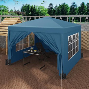 Pavillon mit 4 Seitenteilen und 4 Sandsäcke, 3x3m Faltpavillon Gartenpavillon höhenverstellbar, mit Tragetasche, wasserfest stabil UV-Schutz, Pop Up