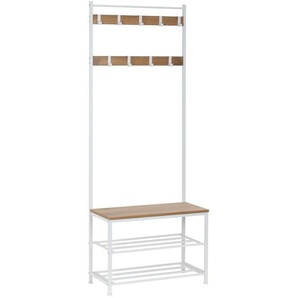 PBJ Garderobe, Natur, Weiß, Metall, Holzwerkstoff, 70x175x32.5 cm, Garderobe, Garderoben-Sets & Serien, Garderoben-Sets