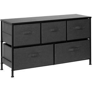PBJ Kommode, Schwarz, Dunkelgrau, Textil, 5 Schubladen, 99x55x30 cm, Wohnzimmer, Kommoden & Sideboards, Kommoden