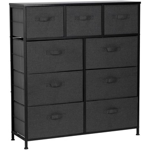 PBJ Kommode, Schwarz, Dunkelgrau, Textil, 9 Schubladen, 96x104x30 cm, Wohnzimmer, Kommoden & Sideboards, Kommoden