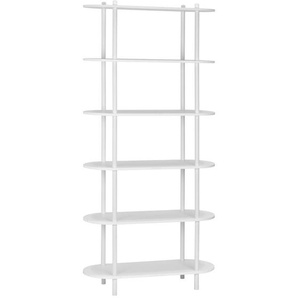 PBJ Regal, Weiß, Holzwerkstoff, 6 Fächer, 90x160x30 cm, Wohnzimmer, Regale, Bücherregale