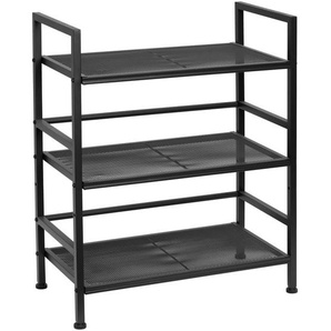 PBJ Schuhregal, Schwarz, Metall, 3 Fächer, 59x70x30 cm, Garderobe, Schuhaufbewahrung, Schuhregale