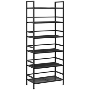 PBJ Schuhregal, Schwarz, Metall, 6 Fächer, 59x144x30 cm, Garderobe, Schuhaufbewahrung, Schuhregale