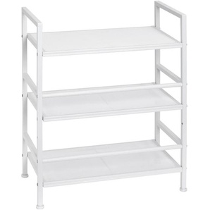 PBJ Schuhregal, Weiß, Metall, 3 Fächer, 59x70x30 cm, Garderobe, Schuhaufbewahrung, Schuhregale