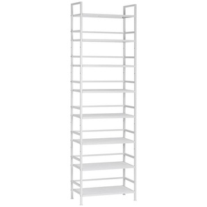 PBJ Schuhregal, Weiß, Metall, 8 Fächer, 59x196x30 cm, Garderobe, Schuhaufbewahrung, Schuhregale