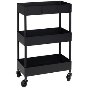 PBJ Servierwagen, Schwarz, Metall, Kunststoff, Rollen, 40x64x22 cm, Esszimmer, Barmöbel, Barwagen