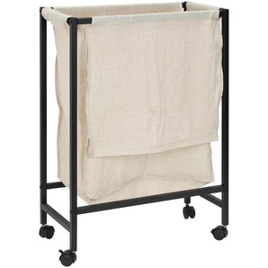 PBJ Wäschekorb, Schwarz, Beige, Metall, Textil, 56x78x29 cm, Ordnen & Aufbewahren, Wäschekörbe & Tonnen