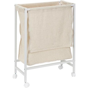 PBJ Wäschekorb, Weiß, Beige, Metall, Textil, 55x78x29 cm, Ordnen & Aufbewahren, Wäschekörbe & Tonnen
