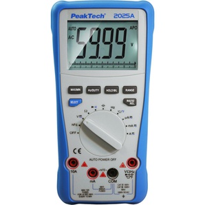 PEAKTECH True RMS Multimeter, P 2025 A, 1000 V AC/ DC, 10 A AC/ DC, USB