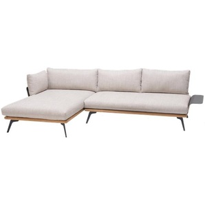 PEARL Lounge, Gestell Aluminium dunkelgrau mit Teak-Verblendung, Armablage/Füße Stahl dunkelgrau