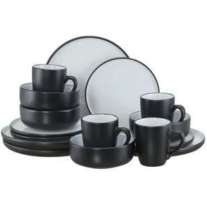 Peill+Putzler Kombiservice 16-teilig Sardara | schwarz | Steinzeug/Steingut |