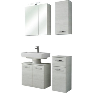 PELIPAL Badmöbel-Set Quickset 936, (Set, 4-St), Spiegelschrank inkl. LED-Beleuchtung, Metallgriffe, Türdämpfer