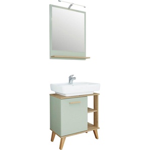 Saphir Badmöbel-Set Quickset 963, (2-St), Breite 60 cm, Spiegel und Waschbeckenunterschrank, Holzgriff