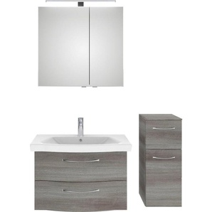 Saphir Badmöbel-Set 6005 Sprint 3-teilig, Keramik-Waschtisch mit LED-Spiegelschrank, (4-St), Unterschrank, inkl. Türdämpfer, 3 Türen, 3 Schubladen, Bad-Set