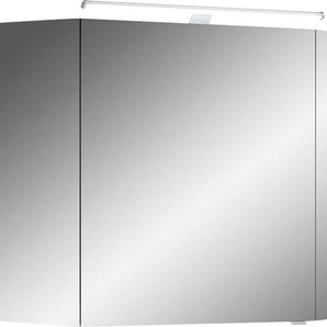 Saphir Spiegelschrank Cassca Sprint Badschrank, 3 Spiegeltüren, 6 Einlegeböden, 120 cm breit inkl. LED-Beleuchtung, Türdämpfer, Schalter-/Steckdosenkombination