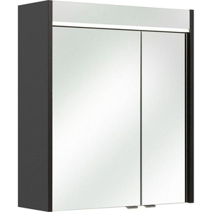 Saphir Spiegelschrank Quickset 327 Badschrank, 2 Spiegeltüren, 2 Einlegeböden, 60 cm breit inkl. LED-Beleuchtung, Türdämpfer, Schalter-/Steckdosenkombination