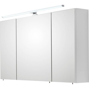 Saphir Spiegelschrank Quickset 360 Badschrank, 3 Spiegeltüren, 6 Einlegeböden, 110 cm breit inkl. LED-Beleuchtung, Türdämpfer, Schalter-/Steckdosenkombination
