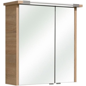 Spiegelschrank PELIPAL Quickset 382 Schränke Gr. B/H/T: 65 cm x 72 cm x 20 cm, 2 St., braun (eiche natur) Bad-Spiegelschränke