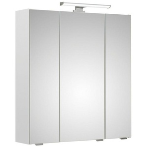 Saphir Spiegelschrank Quickset Badschrank, 3 Spiegeltüren, 6 Einlegeböden, 65 cm breit inkl. LED-Beleuchtung, Türdämpfer, Schalter-/Steckdosenkombination