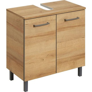 Saphir Waschbeckenunterschrank Quickset 919 Unterbeckenschrank, Riviera Eiche quer Nachbildung Waschbeckenschrank inkl. Türdämpfer, 60 cm breit, ohne Waschbecken