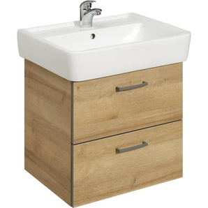 Waschtisch PELIPAL Quickset 919 Waschtische braun (riviera eiche quer nachbildung, riviera nachbildung) Waschtische Breite 60 cm, Keramikbecken