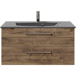Saphir Waschtisch Serie 6025 Mineralmarmor-Waschtisch mit Unterschrank, 97 cm breit (2-St), Waschplatz mit 2 Schubladen, hängend, verschiedene Ausführungen