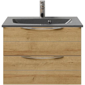 Saphir Waschtisch Serie 6025 Mineralmarmor-Waschtisch mit Unterschrank, 67 cm breit (2-St), Waschplatz mit 2 Schubladen, hängend, verschiedene Ausführungen