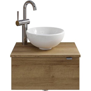 Saphir Waschtisch Serie 6915 Waschschale mit Unterschrank für Gästebad, Gäste WC (3-St., Keramik-Aufsatzbecken, Waschtischplatte, Waschtischunterschrank), 51 cm breit, 1 Tür, Waschtischplatte, kleine Bäder, ohne Armatur