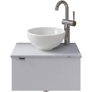 Saphir Waschtisch Serie 6915 Waschschale mit Unterschrank für Gästebad, Gäste WC (3-St., Keramik-Aufsatzbecken, Waschtischplatte, Waschtischunterschrank), 51 cm breit, 1 Tür, Waschtischplatte, kleine Bäder, ohne Armatur