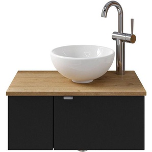 Saphir Waschtisch Serie 6915 Waschschale mit Unterschrank für Gästebad, Gäste WC (3-St., Keramik-Aufsatzbecken, Waschtischplatte, Waschtischunterschrank), 61 cm breit, 2 Türen, offenes Fach, kleine Bäder, ohne Armatur