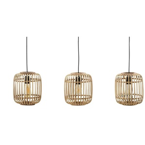 Pendelleuchte 3-flammig Bambusschirm - holzfarben - Materialmix - 90 cm | Möbel Kraft