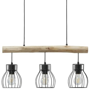 Pendelleuchte  3-flammig  Holz/ Metall Körbe   ¦ holzfarben ¦ Maße (cm): B: 13,6 H: 140