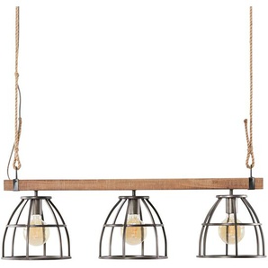 Pendelleuchte, 3-flammig, Metall / Holz schwarz ¦ schwarz ¦ Maße (cm): B: 95 H: 120 T: 25