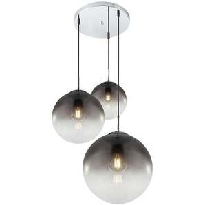 Pendelleuchte, 3-flammig, Rauchglas-Kugeln ¦ grau Ø: 51