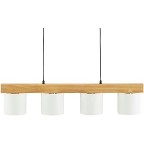 Pendelleuchte  4-flammig  Holz/ Stoffschirm weiß   ¦ weiß ¦ Maße (cm): B: 75 H: 150 T: 12.0