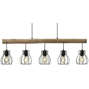 Globo Lighting Pendelleuchte  5-flammig  Holz/ Metall Körbe   ¦ holzfarben ¦ Maße (cm): B: 13,6 H: 140